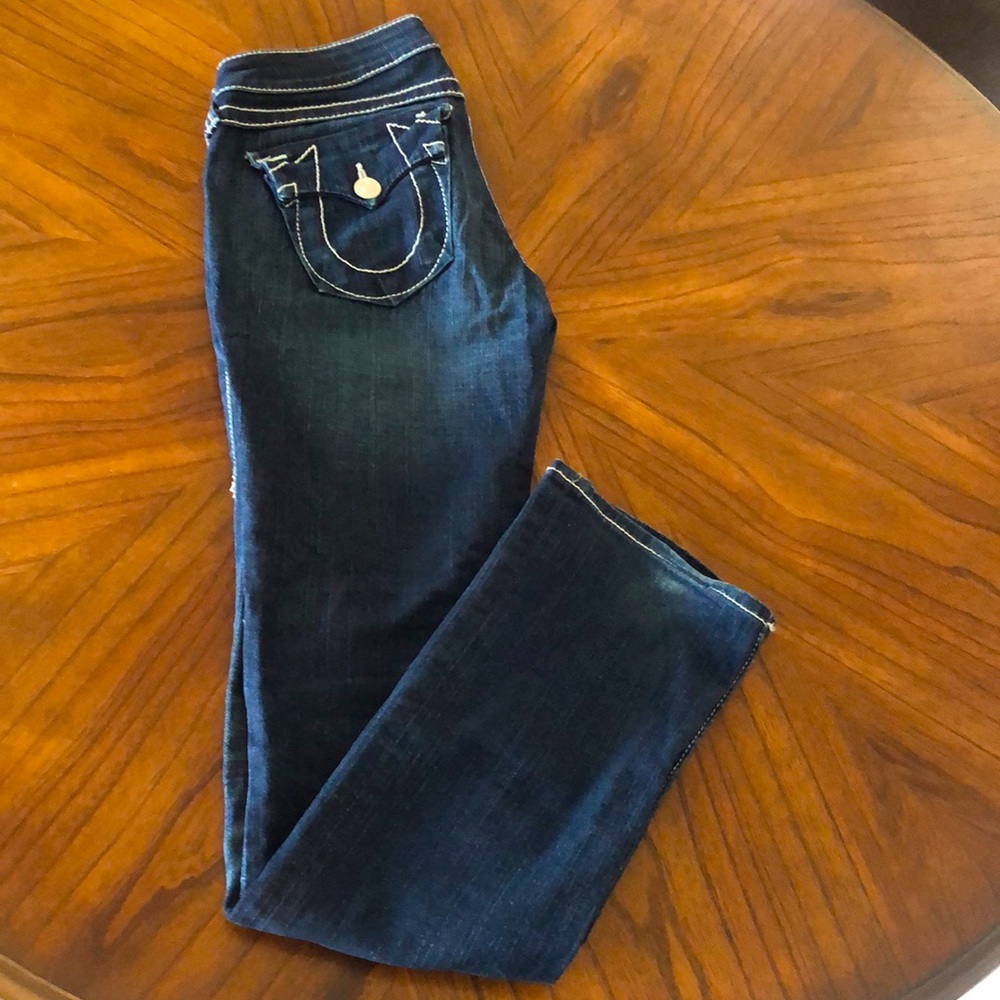 True Religion Dark Blue Straight Legs Jeans - Size 28